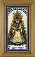 1O466 Keretezett dél spanyol csempekép Virgen del Rocio 36.5 x 22.5 cm