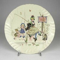 1O549 antique Sarreguemines French faience decorative plate 21 cm