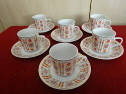 Hollóházi porcelain coffee cup + saucer, six pieces for sale. Jokai.