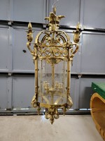 French copper chandelier, round carriage lamp