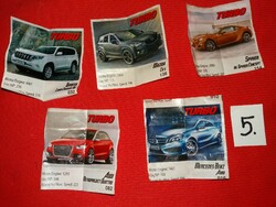 Retro 1990s turbo sports chewing gum collectible car tags 5 pieces in one as shown 5