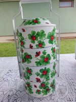 Katicás lóherés Dekupázsolt decoupage dekupázsolva alumínium Ételhordó