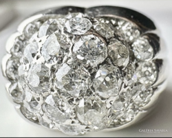 60T. Antik Art Deco Briliáns (3,5 Ct) 18k Arany Palládium(75%-25% össz 15,4g)gyűrű, Hófehér kövekkel