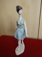 Ravenclaw porcelain figure, hand-painted girl in a blue dress, height 25 cm. Jokai.