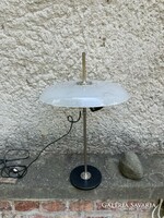 Refurbished bauhaus table lamp glass shade chrome stem retro vintage mcm