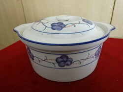 Porcelain baking dish, blue floral, total height 12 cm. Jokai.