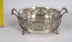 Glass tray with silver openwork pattern