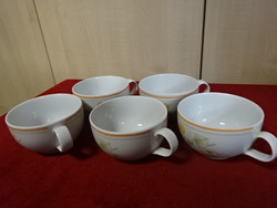 5 db együtt eladó Alföldi porcelán teáscsésze, sárga szegélyes, sárga cseresznyés. Jókai.