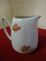 Romanian porcelain, flower-patterned milk spout, height 10.5 cm. Jokai.