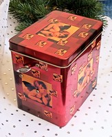 Karácsonyi angyalkás zenélő fém doboz 9x12x12cm