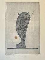 Gábor Gacs composition with heads 1973 etching 1/3 with the painter's recommendation!