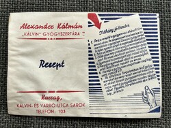 Irredenta karcag kálvin pharmacy prescription paper bag alexander kálmán pharmacist