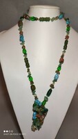 Beautiful mineral chain with mixed stones turquoise also 116 cm
