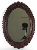1O989 oval-shaped leather mirror 51 x 35.5 Cm