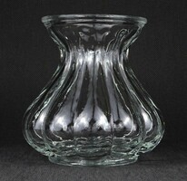 1O748 old fluted glass vase flower vase 11.5 Cm