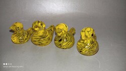 Lovely little glass figurine Pipi or duck family of 4 together, paperweight, table decoration