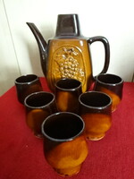 Hungarian glazed ceramics, six-person wine set. Jokai.