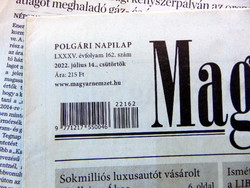2022 July 14 / Hungarian nation / for birthday!? Original newspaper! No.: 23695