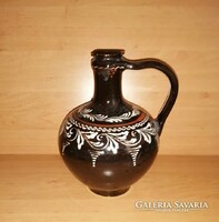 Antique Glazed Folk Pottery Jug - 22 cm