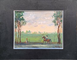György Ruzicskay (1896-1993): plain landscape with horseman