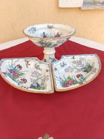 Három részes Angol antik asztalközép,kézzel festett,,,,,XIX,század közepe,Most minimál ár nélkül,,