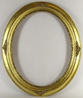 1O651 Antik ovális alakú aranyozott képkeret tükörkeret 50 x 40 cm
