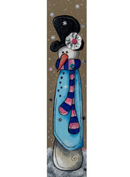Winter, snowman decoration - picture painted with acrylic paint on a slat - 70 x 16 cm