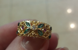 Míves Gyémánt Rubin Zafír Smaragd gyűrű.Tanúsítvánnyal