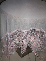 Beautiful vintage pink wide lacy panoramic curtain