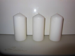 Candle - 3 pcs - new - 40 dkg! - 15 X 6.5 cm - snow white - quality - Austrian