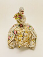 Antique Italian porcelain lady with flowers Luigi Fabris c1900 14cm