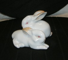 Pair of rabbits, rare old Zsolnay porcelain