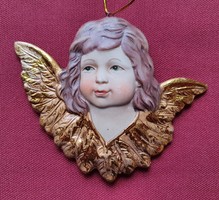 Christmas porcelain angel neck hanging ornament angel head wing accessory decoration Christmas tree decoration