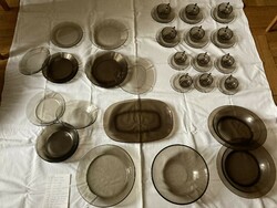 Pyrex smoke glass 47 pieces, new tableware, flawless, unused