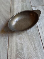 Showy antique alpaca serving bowl (21.5x12.3x3 cm)