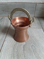 Nice antique copper miniature container with handles (6.5x6x7.5 cm)