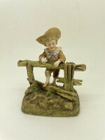Antique Austrian Vienna Porcelain Ernst Wahliss 1890 Boy by the Fence 13.5cm
