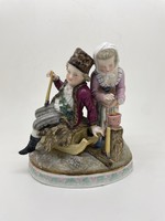 Antique Hollóházi porcelain figurine representing four seasons winter 15cm