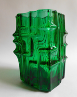 Vladislav urban sklo union green glass vase, 1968