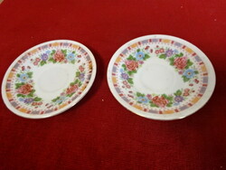 Chinese porcelain, rose pattern coffee cup coaster. Two pieces. Jokai.