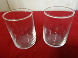 Két darab likőrös üvegpohár, magassága 7,7 cm. Jókai.