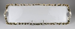 1O746 Antik nagyméretű aranyozott szélű porcelán tálca tortatál 47.5 cm
