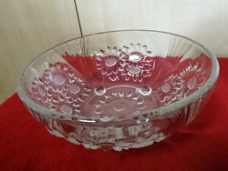 Glass bowl with a base, with a beautiful flower pattern, diameter 21 cm. Jokai.