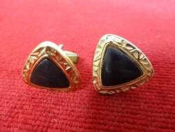 Gold-plated cuff links decorated with a black triangle. Jokai.
