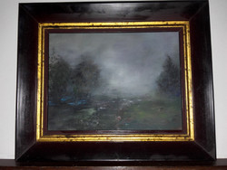 Unknown small oil painting in a frame - art&decoration