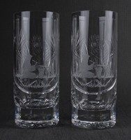 1O731 crystal glass with a pair of polished Hortobágy scenes, 15 cm