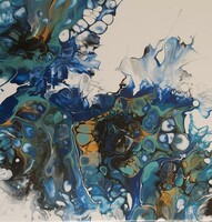 Absztrakt fluid art kék inspiráció