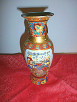 Keleti, kézzel festett porcelán váza