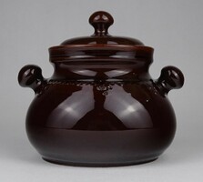 1O857 brown glazed earthenware vessel