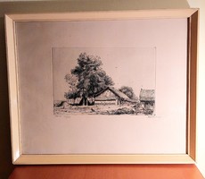 István Boldizsár farmstead -- etching